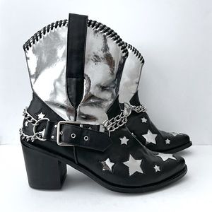 DOLLS KILL - Current Mood Metallic Cowboy Boots